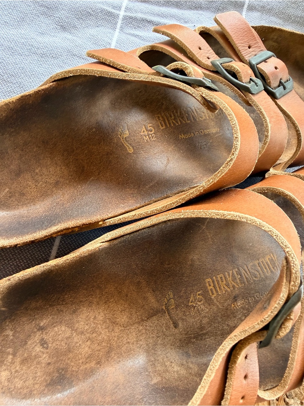 birkenstock 45 Light Brown Three Strap Florida Sandals Clean - Picture 5 of 6